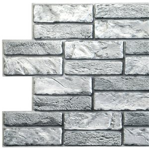 Dundee Deco Falkirk Retro 3D 38-in x 1.6-ft Embossed Faux Brick Grey Wall Panel - Set of 5