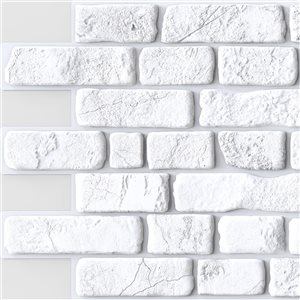 Dundee Deco Falkirk Renfrew II 37-in x 1.6-ft Embossed Faux Brick White Wall Panel - Set of 10