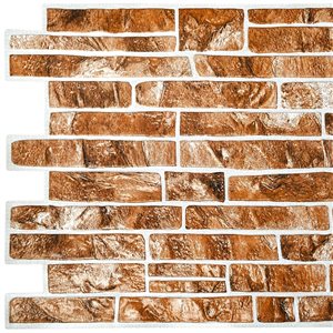 Dundee Deco Falkirk Retro 3D 40-in x 1.6-ft Embossed Faux Slate Light Brown Wall Panel - Set of 5