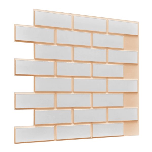 Dundee Deco Falkirk Retro 3D IV 23-in x 2-ft Embossed Faux Brick White/Beige Wall Panel - Set of 5