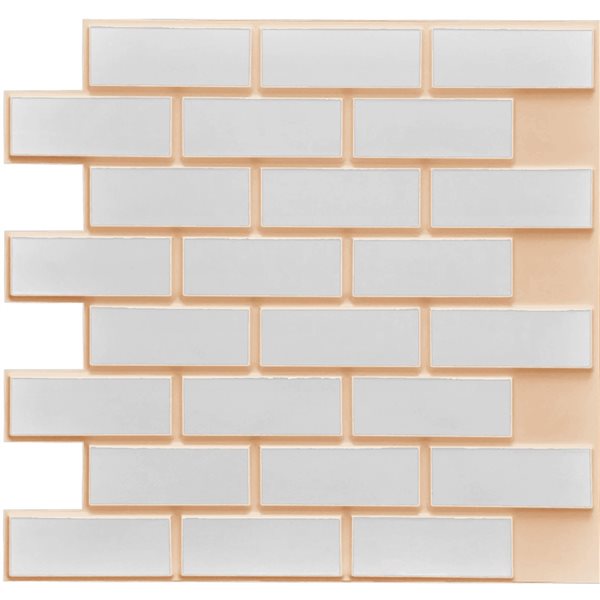 Dundee Deco Falkirk Retro 3D IV 23-in x 2-ft Embossed Faux Brick White/Beige Wall Panel - Set of 5