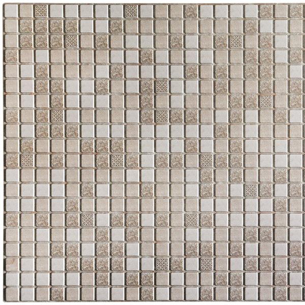 Dundee Deco Falkirk Retro 3D 38-in x 1.6-ft Embossed Faux Mosaic Brown/Beige Wall Panel - Set of 10