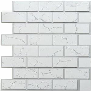 Dundee Deco Falkirk Retro 3D IV 23-in x 2-ft Embossed Faux Brick Grey/White Wall Panel - 1-Pack