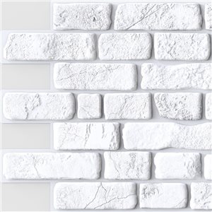 Dundee Deco Falkirk Renfrew II 37-in x 1.6-ft Embossed Faux Brick White Wall Panel - Set of 5