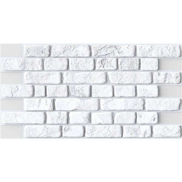 Dundee Deco Falkirk Renfrew II 37-in x 1.6-ft Embossed Faux Brick White Wall Panel - 1-Pack