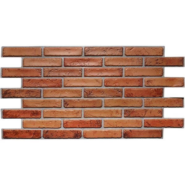 Dundee Deco Falkirk Retro 3D 38-in x 1.7-ft Embossed Faux Brick Dark Red Natural Wall Panel - Set of 10