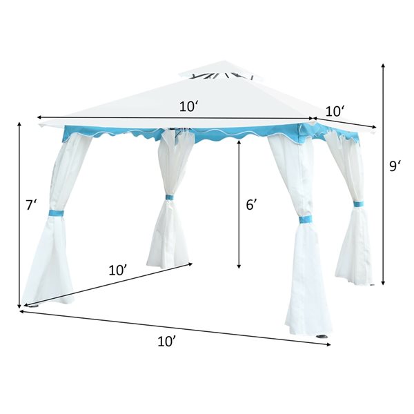 Costway 10-ft x 10-ft Rectangular White 2-Tier Canopy with Side Walls