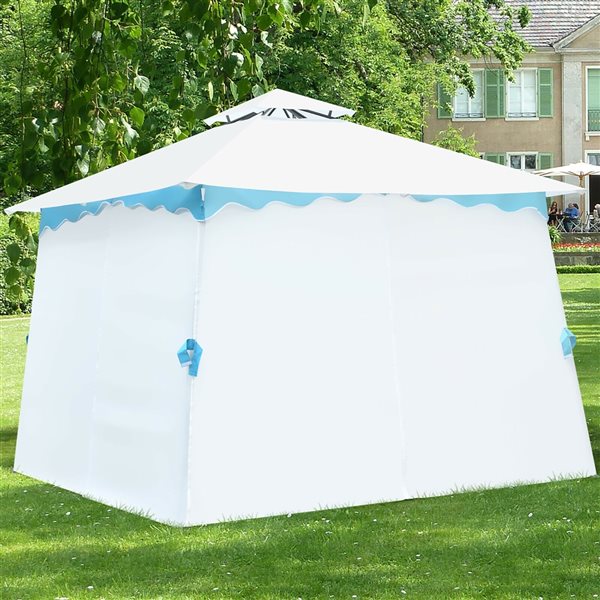 Costway 10-ft x 10-ft Rectangular White 2-Tier Canopy with Side Walls