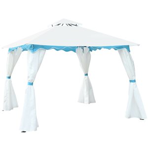 Costway 10-ft x 10-ft Rectangular White 2-Tier Canopy with Side Walls