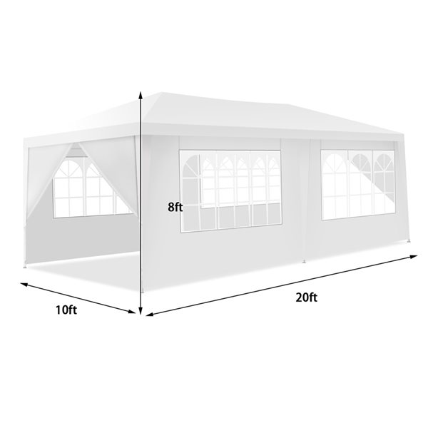 Costway 10-ft x 20-ft Rectangular White Standard Canopy with Carry Bag