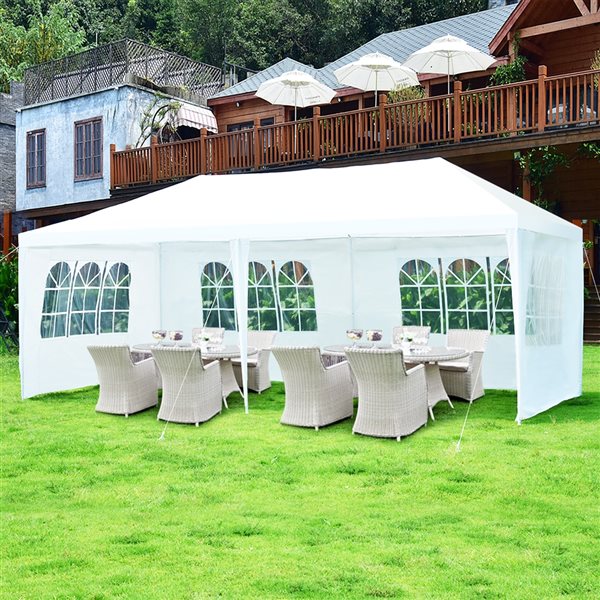 Costway 10-ft x 20-ft Rectangular White Standard Canopy with Carry Bag