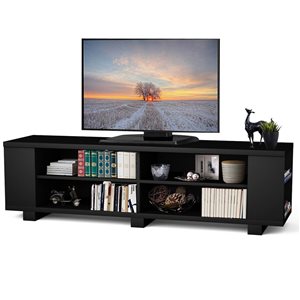 Costway Black Wood Media Cabinet with Adjustable Shelf for TVs up to 55-in