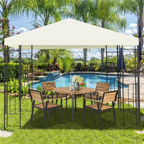 Costway 10-ft x 10-ft Off-White Semi-permanent Gazebo with Polyester Roof