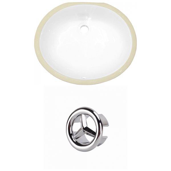 American Imaginations White 19.5-in Oval Bathroom Undermount Sink