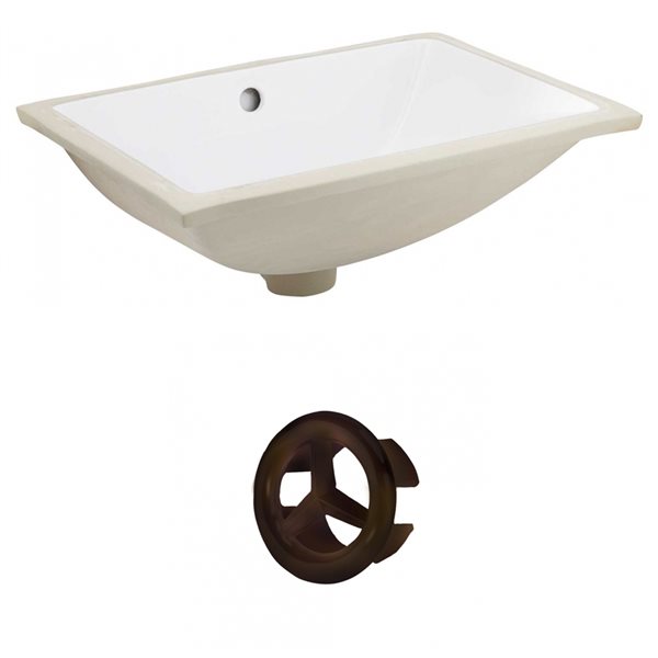 American Imaginations White Rectangular 20.75-in Bathroom Undermount Sink with Bronze Hardware ...
