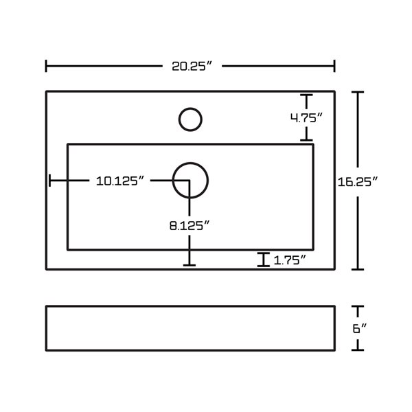 American Imaginations White Rectangular 20.25-in Bathroom Wall-mount Sink - Chrome Hardware