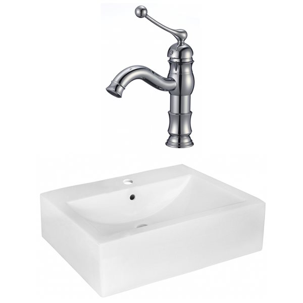 American Imaginations White Rectangular 20.25-in Bathroom Wall-mount Sink - Chrome Hardware