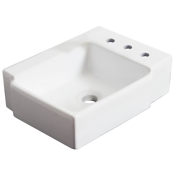 American Imaginations White 16.25-in Rectangular Bathroom Wall-mount Sink / Chrome Hardware