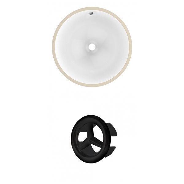 American Imaginations White 16.5-in Round Bathroom Undermount Sink with Black Hardware