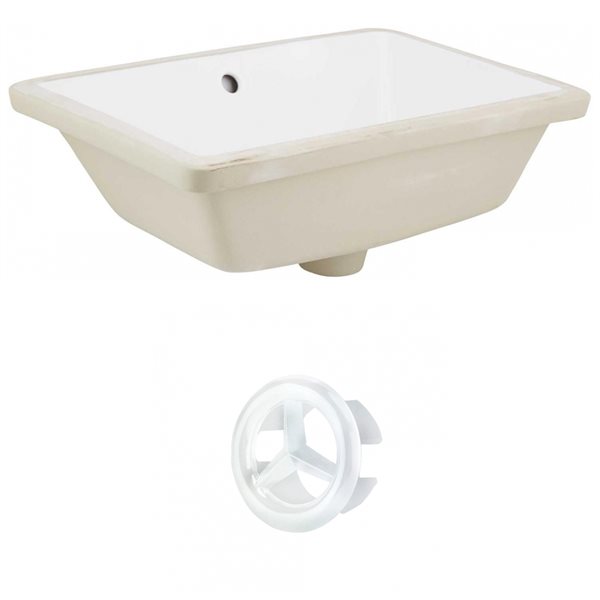 American Imaginations White Rectangular 18.25-in Bathroom Undermount Sink with White Hardware