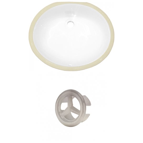 American Imaginations White 19.5-in Oval Bathroom Undermount Sink with Nickel Hardware