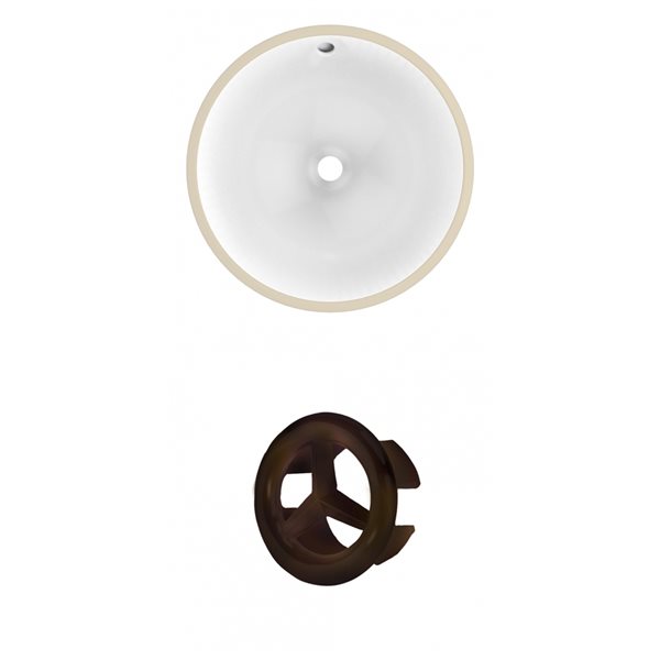 American Imaginations White 15.25-in Round Bathroom Undermount Sink with Bronze Hardware