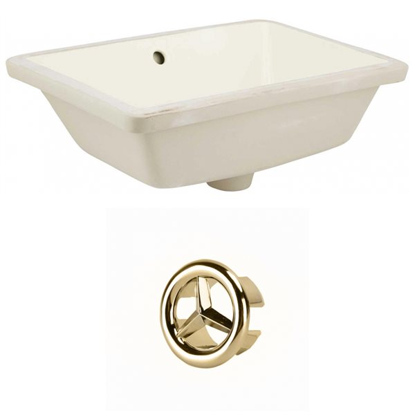 American Imaginations Biscuit 18.25-in Rectangular Bathroom Undermount Sink with Gold Hardware