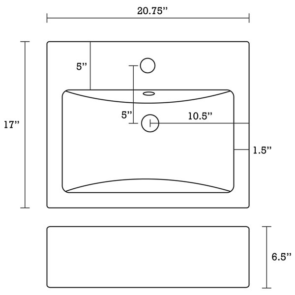 American Imaginations White Rectangular 20.75-in Bathroom Vessel Sink with Chrome Hardware (Single hole)