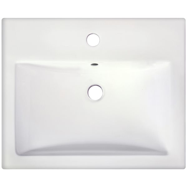 American Imaginations White Rectangular 20.75-in Bathroom Vessel Sink with Chrome Hardware (Single hole)