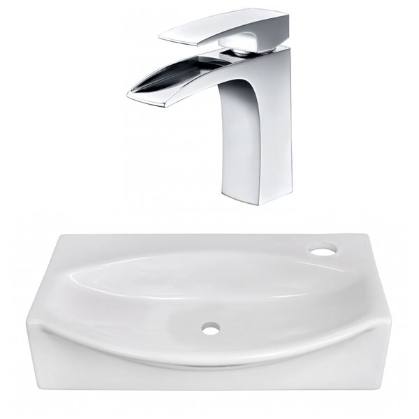American Imaginations White 16.5-in Irregular Bathroom Wall-mount Sink and Chrome Hardware