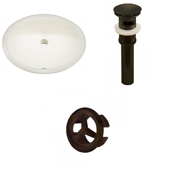 American Imaginations Biscuit 19.5-in Oval Bathroom Undermount Sink with Bronze Hardware