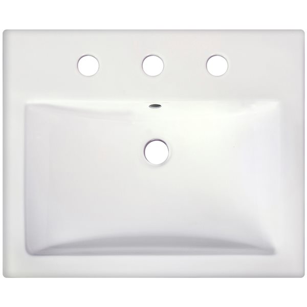 American Imaginations White Rectangular 20.75-in Bathroom Vessel Sink with Chrome Hardware (8-in centerset)