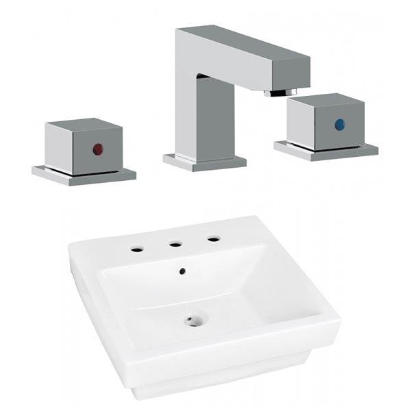 American Imaginations White Rectangular 20.5-in Bathroom Vessel Sink (Chrome Hardware Included)