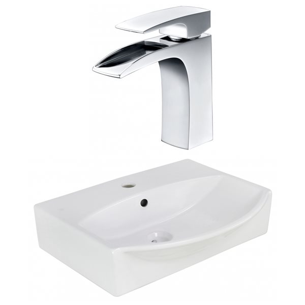 American Imaginations 19.5-in Rectangular White Wall-mount Bathroom Sink and Chrome Hardware