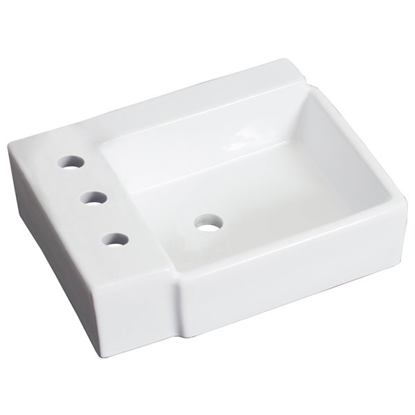 American Imaginations Rectangular 16.25-in White Bathroom Vessel Sink - Chrome Hardware