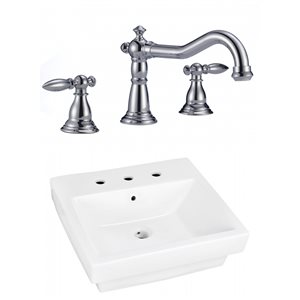 American Imaginations White 19-in Rectangular Bathroom Vessel Sink - Chrome Hardware Included