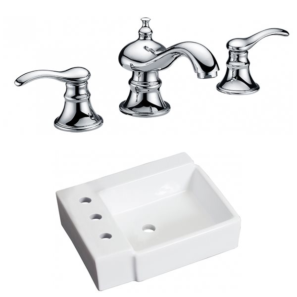 American Imaginations Rectangular 16.25-in White Bathroom Wall-mount Sink and Chrome Hardware