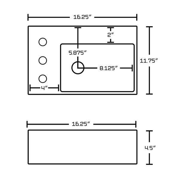 American Imaginations White Rectangular 16.25-in Bathroom Vessel Sink - Chrome Hardware