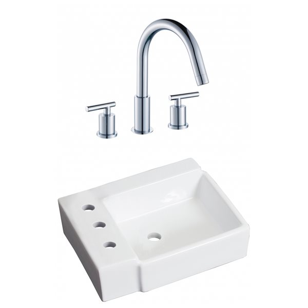 American Imaginations White Rectangular 16.25-in Bathroom Vessel Sink - Chrome Hardware