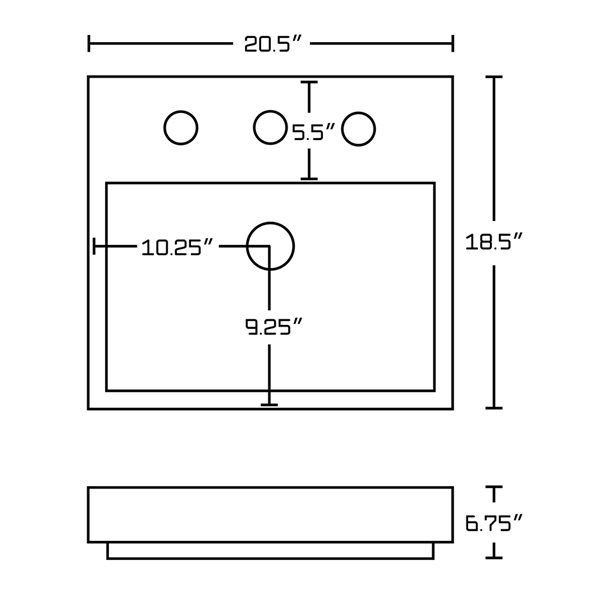 American Imaginations White 20.5-in Rectangular Bathroom Vessel Sink with Chrome Hardware