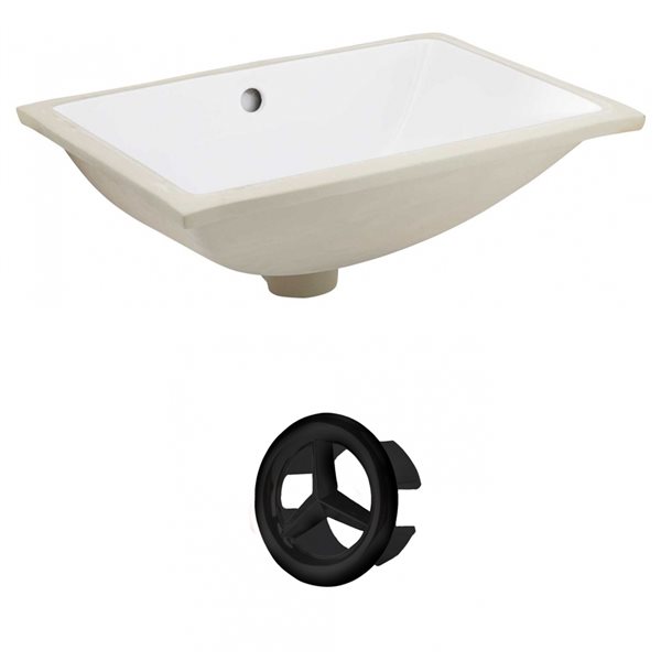 American Imaginations Rectangular 18.25-in White Bathroom Undermount Sink and Black Hardware