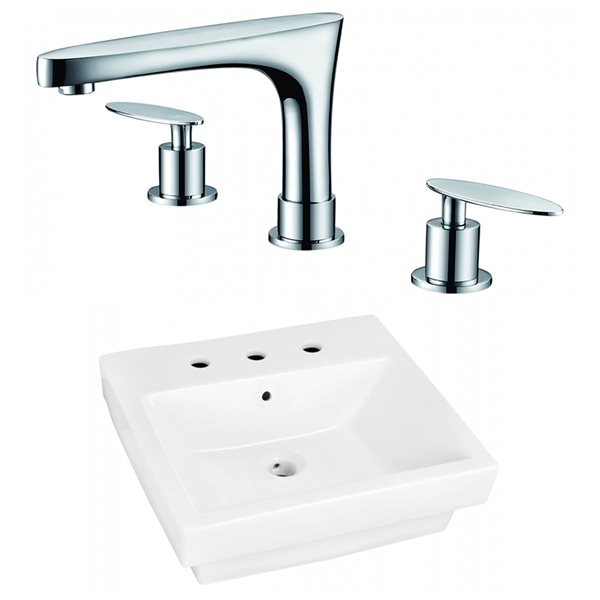 American Imaginations White Rectangular 20.5-in Bathroom Vessel Sink - Hardware in Chrome