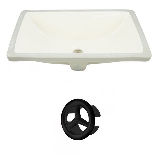 American Imaginations Biscuit 20.75-in Rectangular Bathroom Undermount Sink with Black Hardware