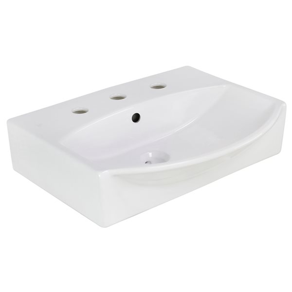 American Imaginations 19.5-in Rectangular White Bathroom Wall-mount Sink and Chrome Hardware