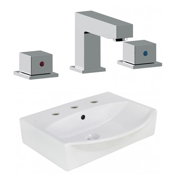 American Imaginations 19.5-in Rectangular White Bathroom Wall-mount Sink and Chrome Hardware