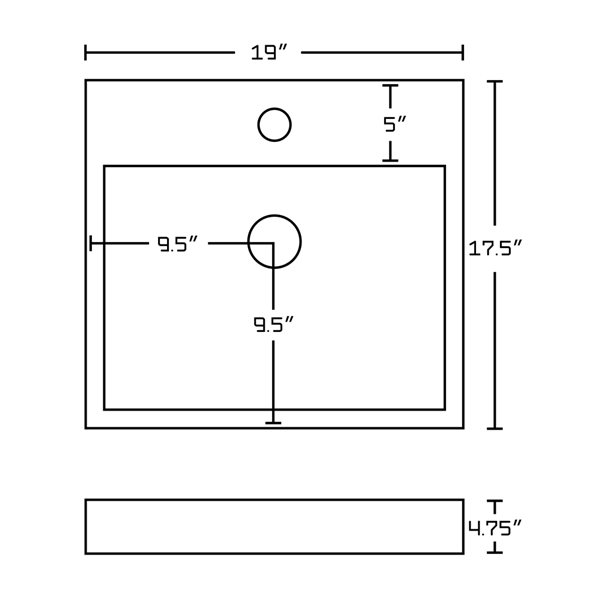 American Imaginations White Rectangular 19-in Bathroom Vessel Sink and Chrome Hardware