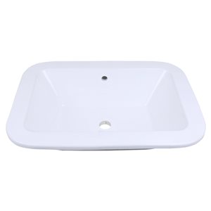 American Imaginations White 21.75-in Rectangular Bathroom Drop-in Sink with Chrome Hardware