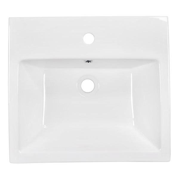 American Imaginations White 20.5-in Rectangular Bathroom Vessel Sink - Chrome Hardware