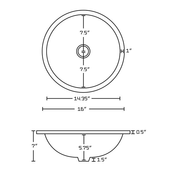 American Imaginations Biscuit 16-in Round Bathroom Undermount Sink with Bronze Hardware - Drain included