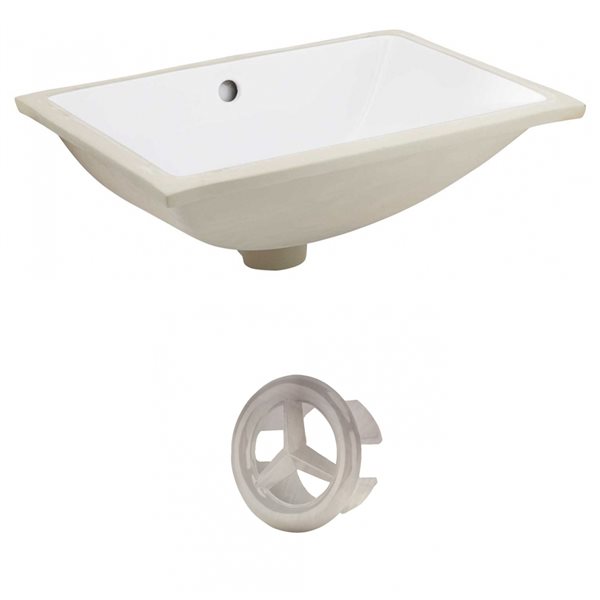 American Imaginations White 18.25-in Rectangular Bathroom Undermount Sink with Nickel Hardware